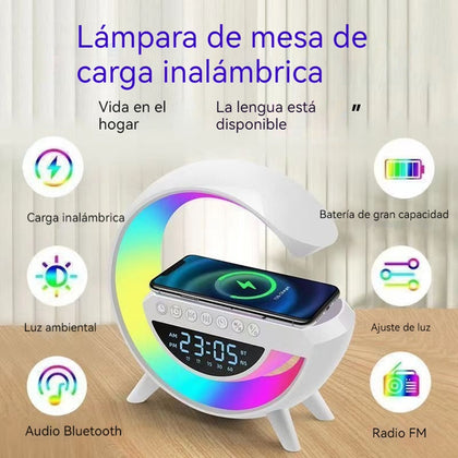 Lampara Cargador Altavoz Bluetooth Reloj despertador BT-3401