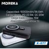 Power Bank Moreka K077 1000 mAh 22.5W inalámbrica 15W